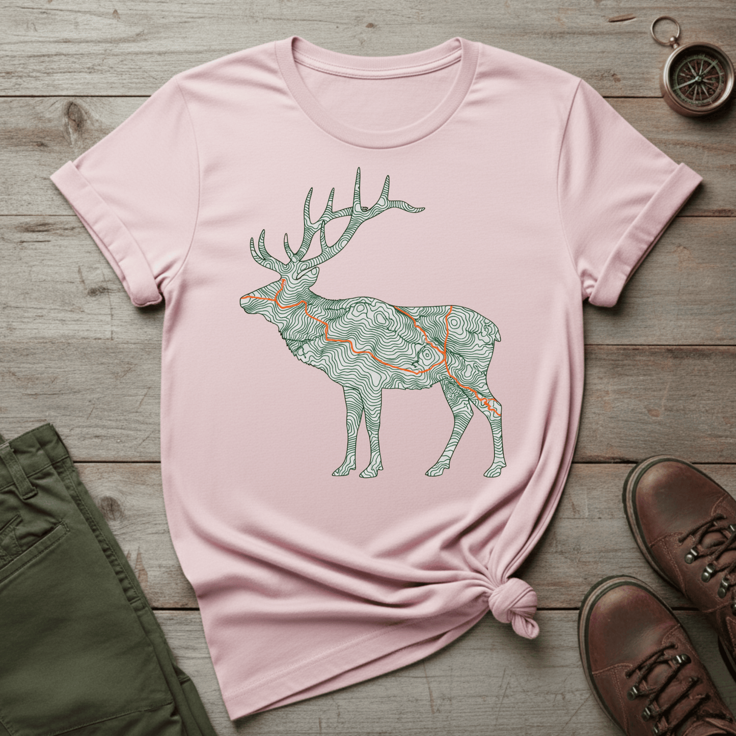 Elk Silhouette Map T-Shirt