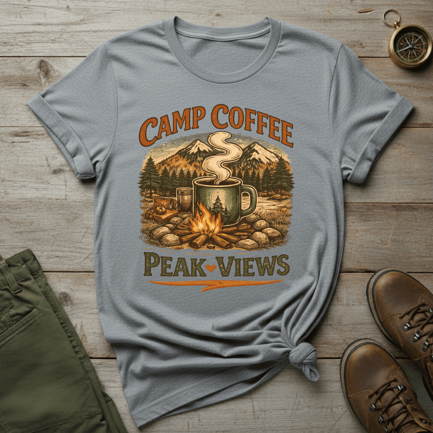 Camp Coffee Peak Views T-Shirt