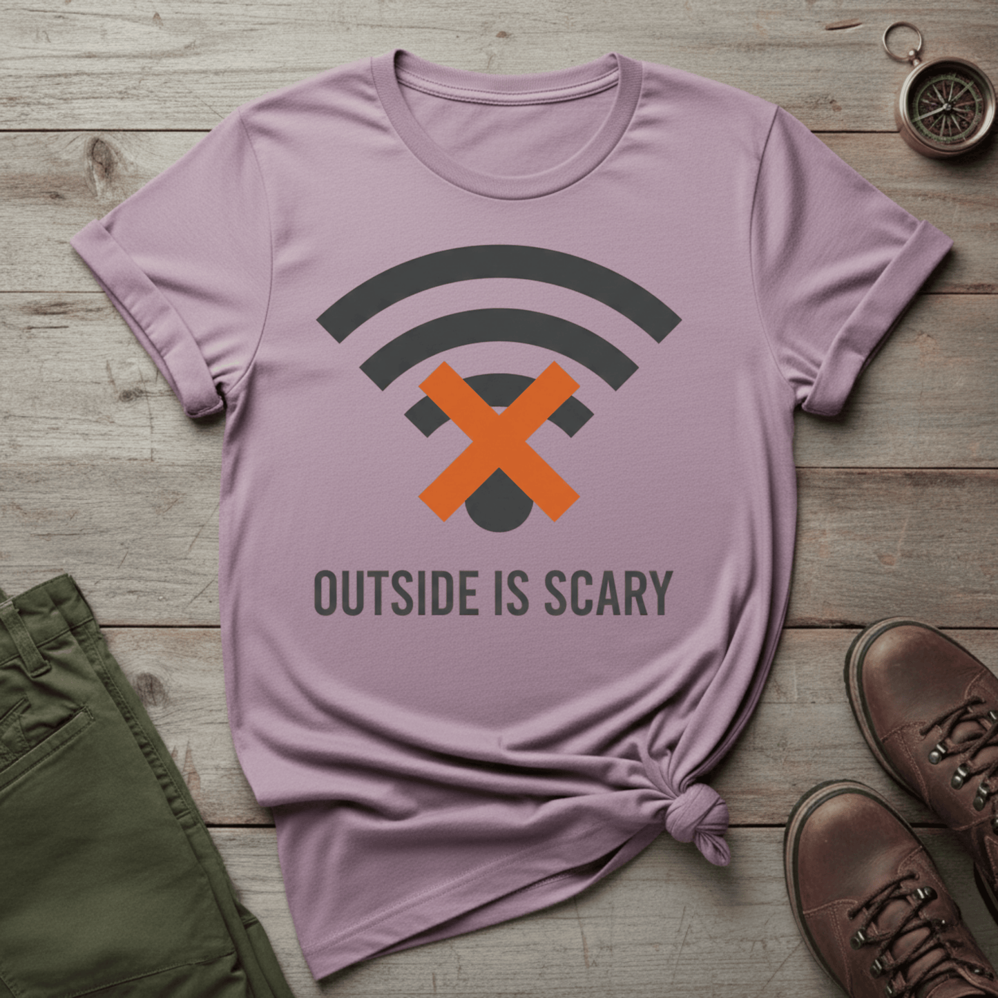 Outside Is Scary WiFi Off T-Shirt