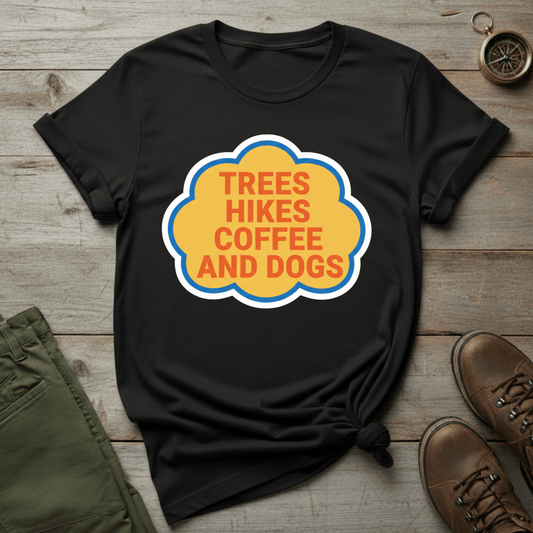 Trees Hikes Coffee and Dogs T-Shirt