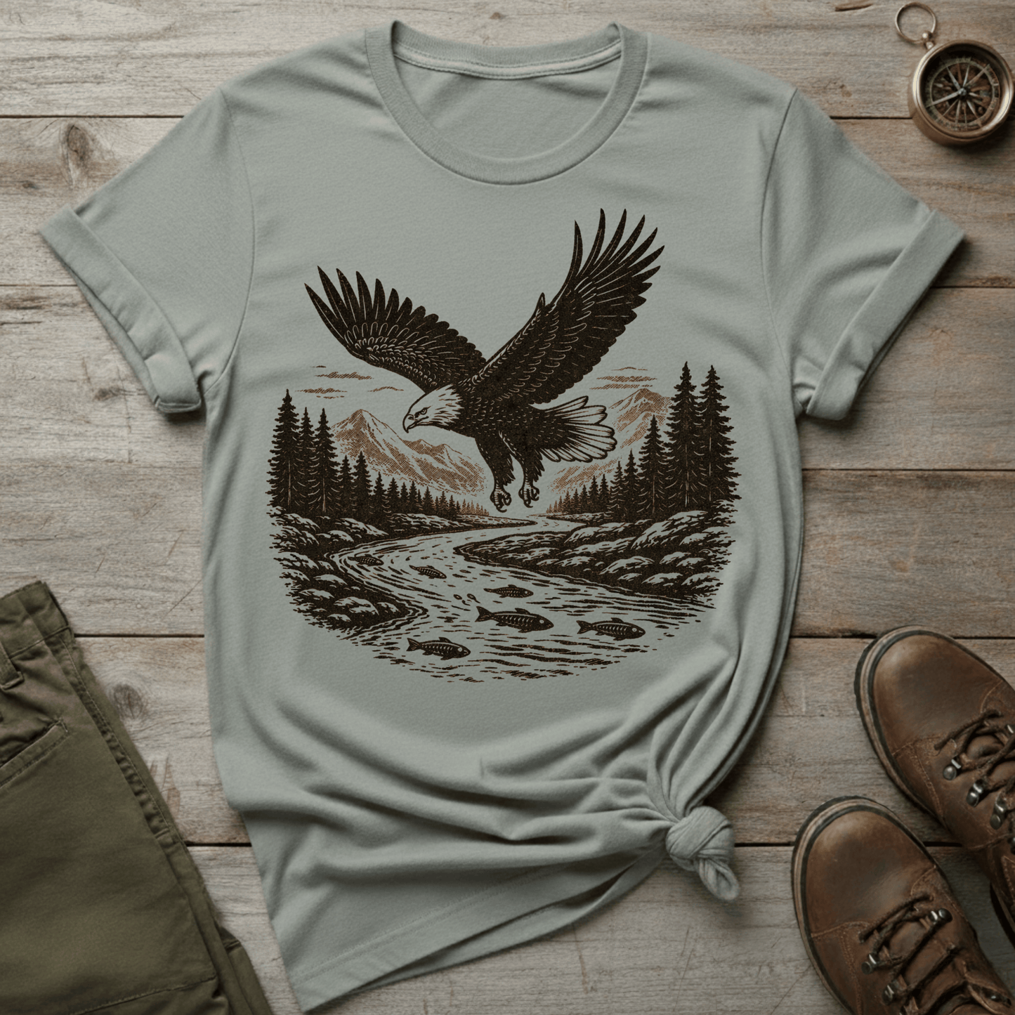 Eagle Over River Graphic T‑Shirt