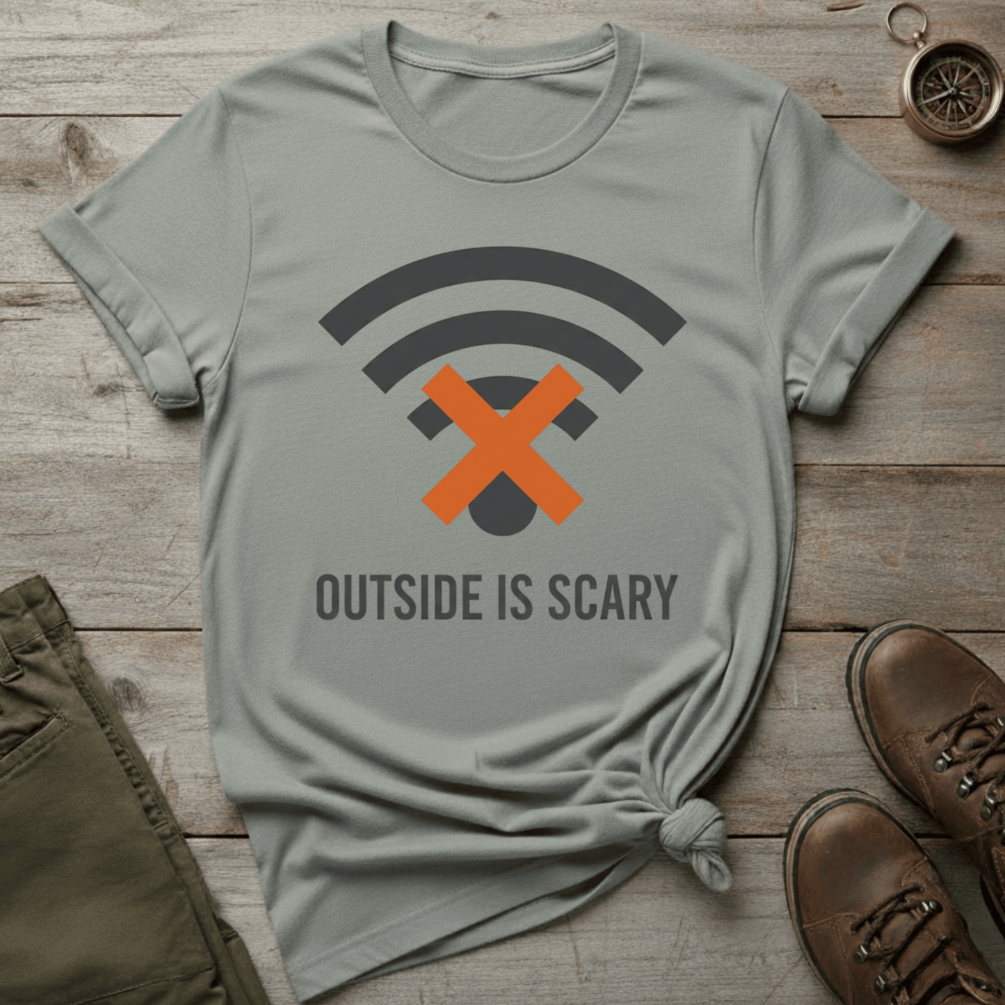 Outside Is Scary WiFi Off T-Shirt