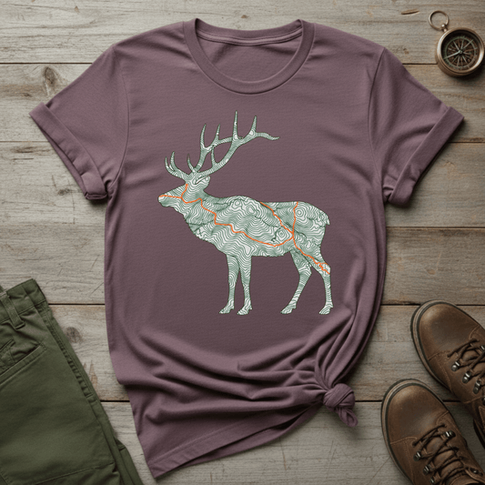 Elk Silhouette Map T-Shirt