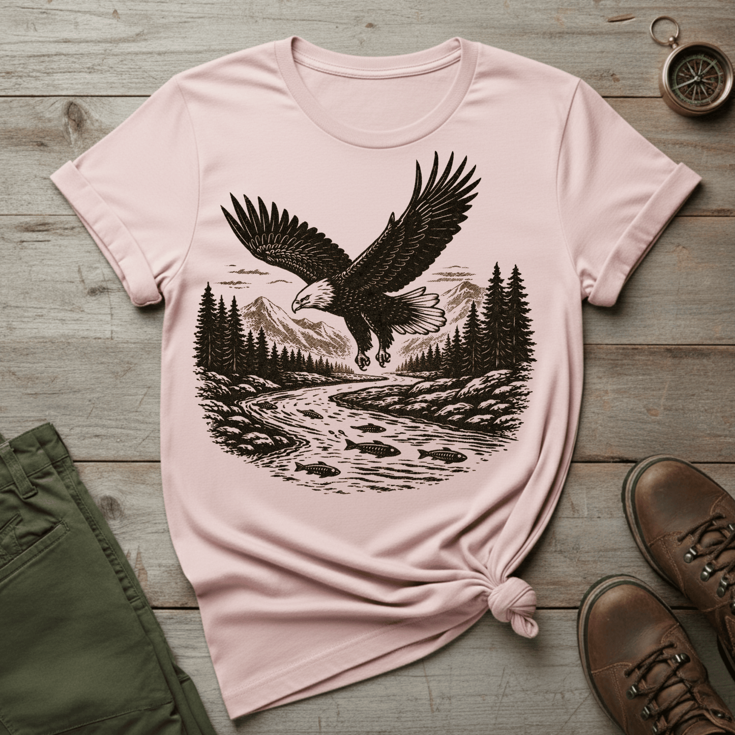 Eagle Over River Graphic T‑Shirt