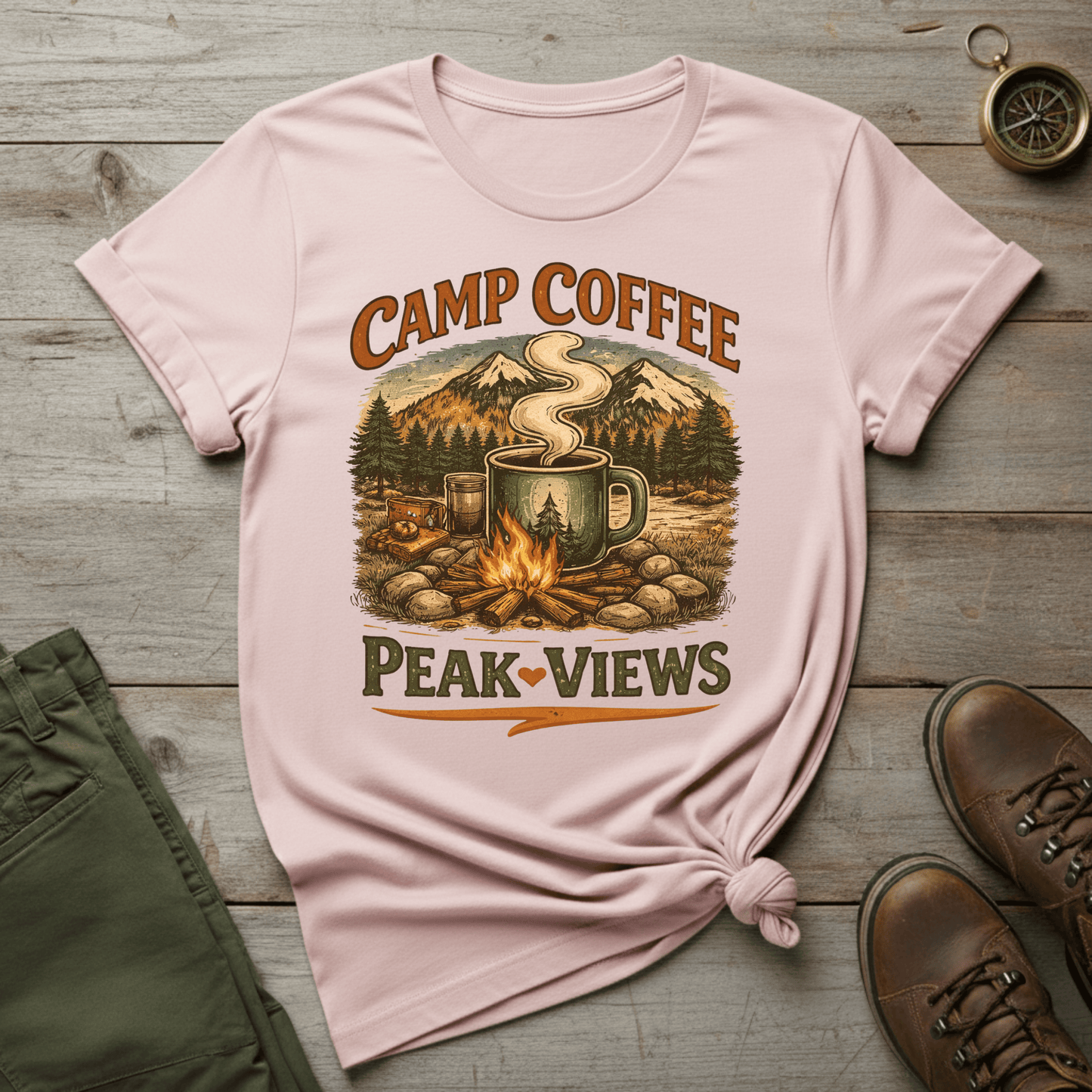 Camp Coffee Peak Views T-Shirt