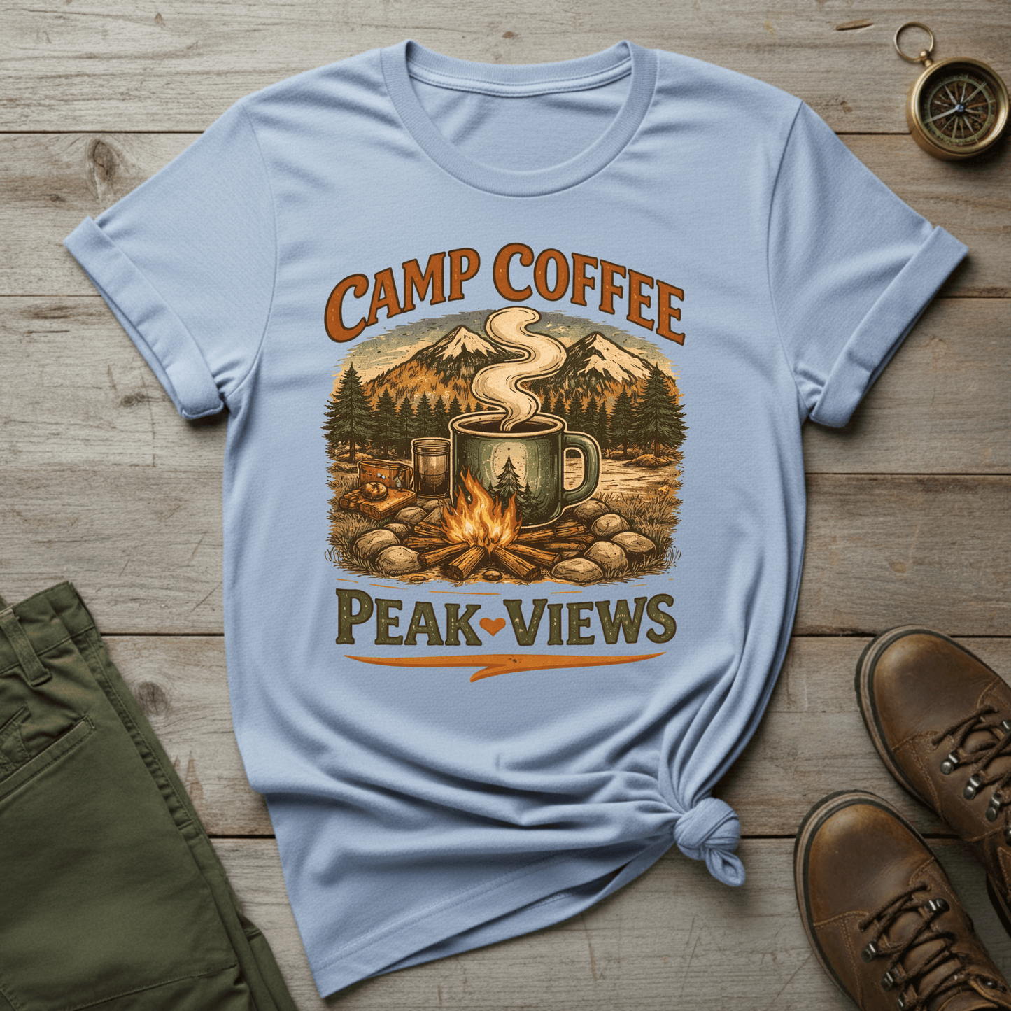 Camp Coffee Peak Views T-Shirt