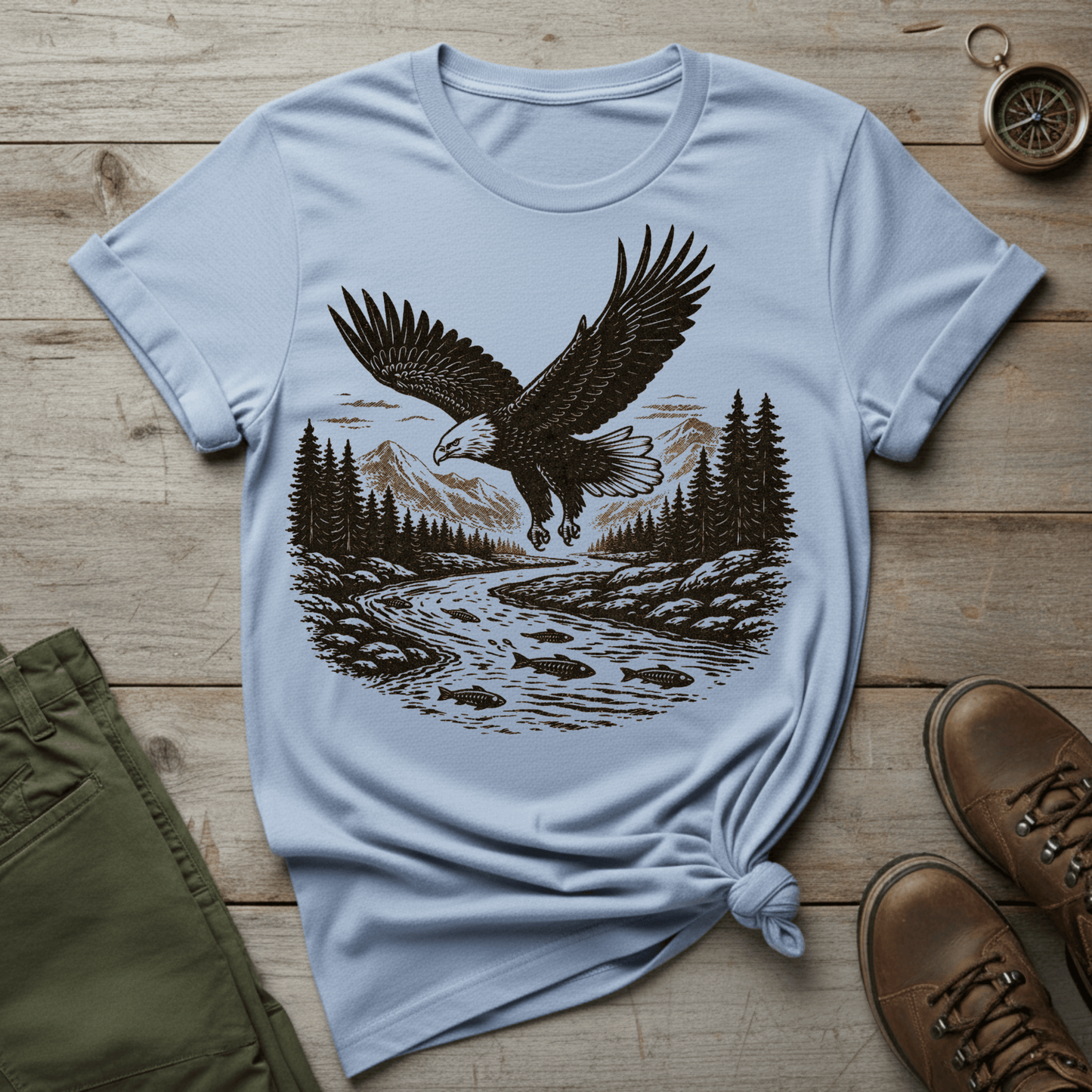 Eagle Over River Graphic T‑Shirt