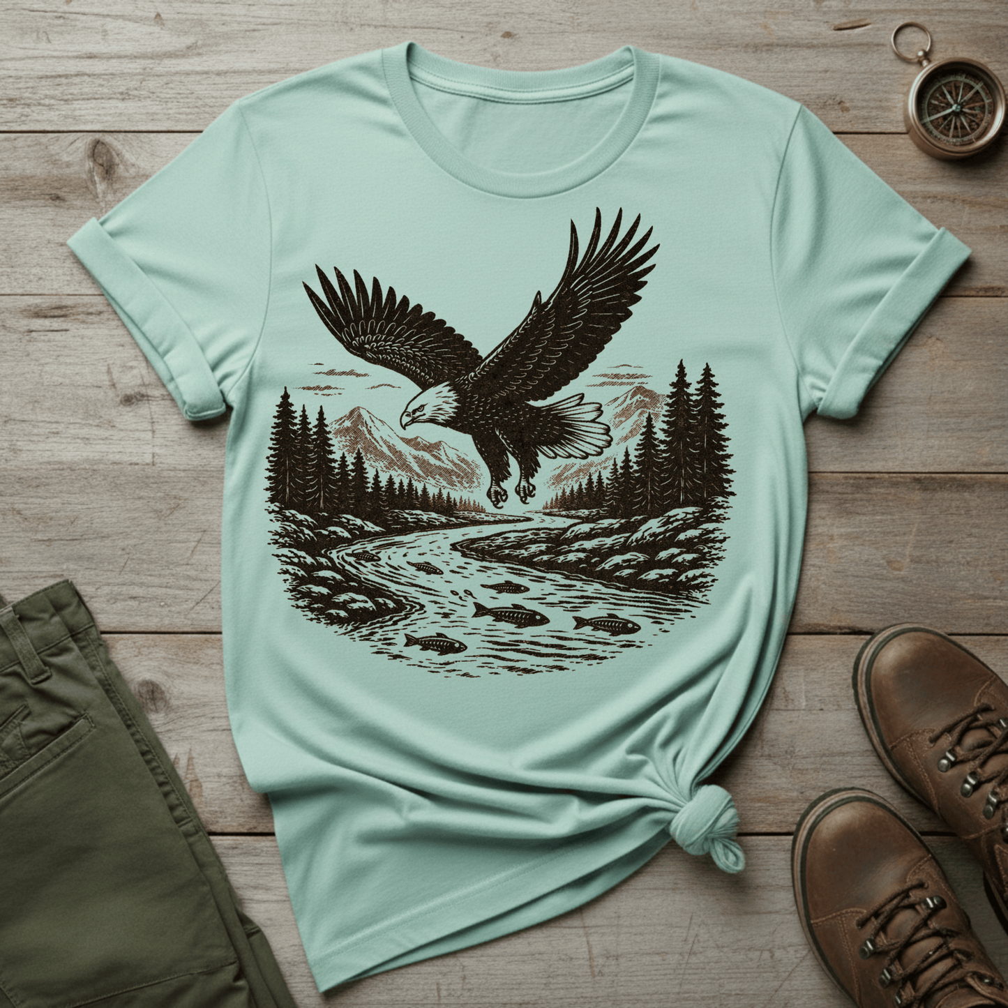 Eagle Over River Graphic T‑Shirt