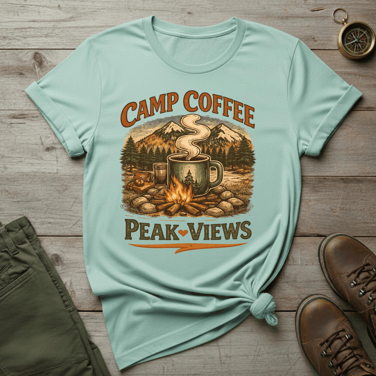 Camp Coffee Peak Views T-Shirt