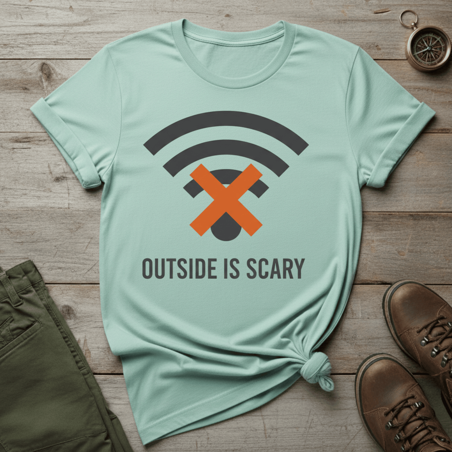 Outside Is Scary WiFi Off T-Shirt