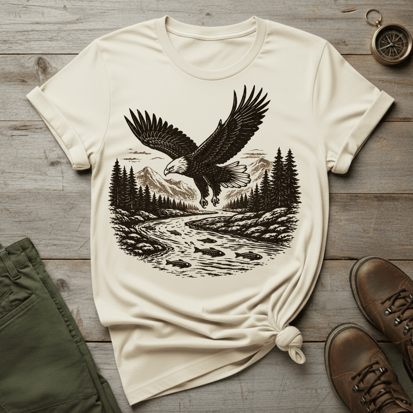 Eagle Over River Graphic T‑Shirt