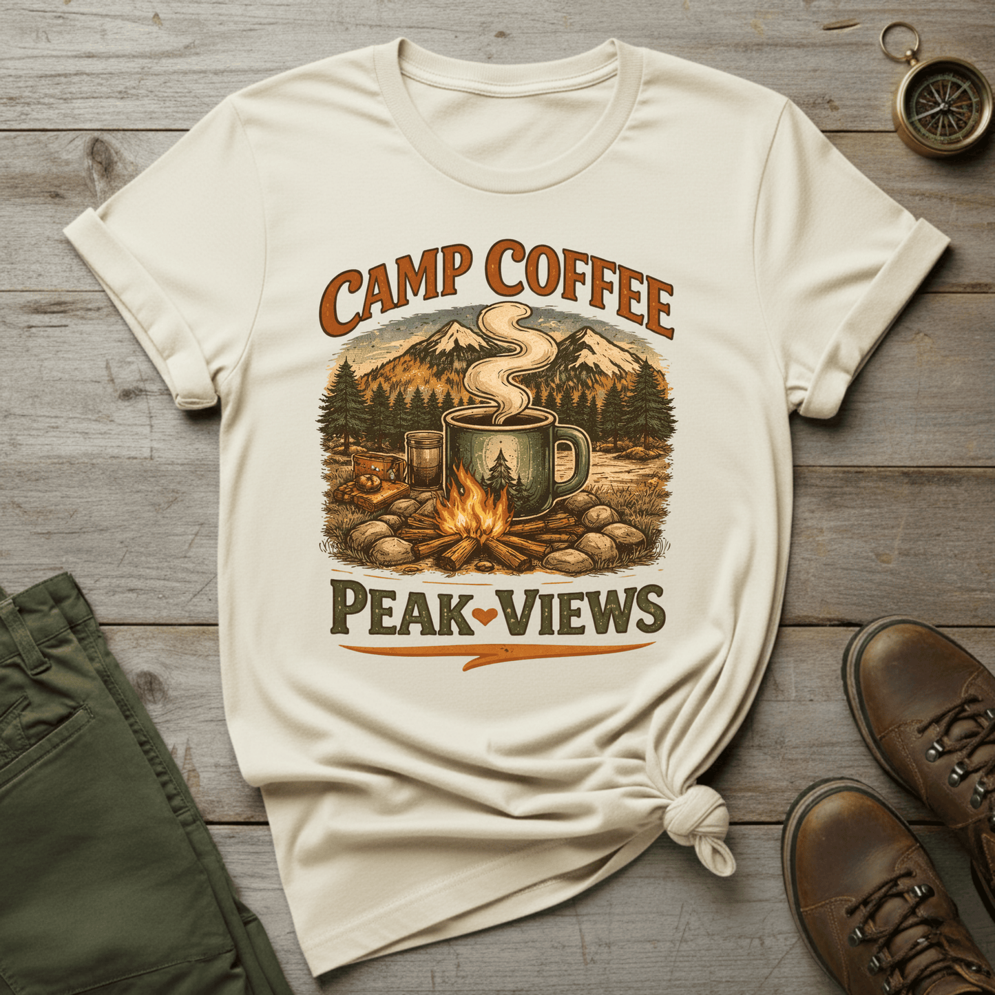 Camp Coffee Peak Views T-Shirt