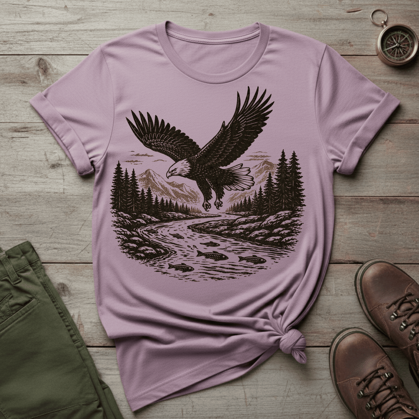 Eagle Over River Graphic T‑Shirt