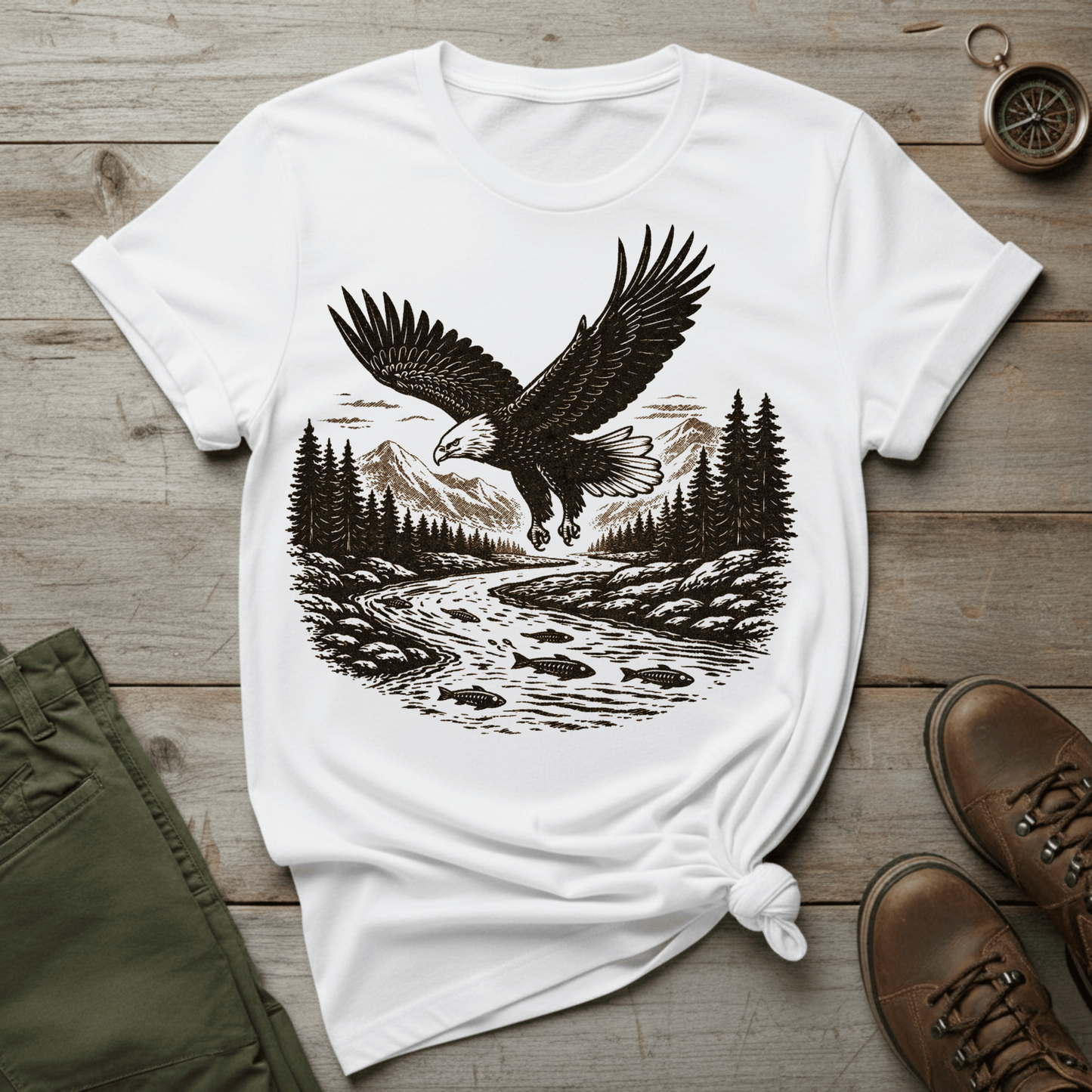 Eagle Over River Graphic T‑Shirt