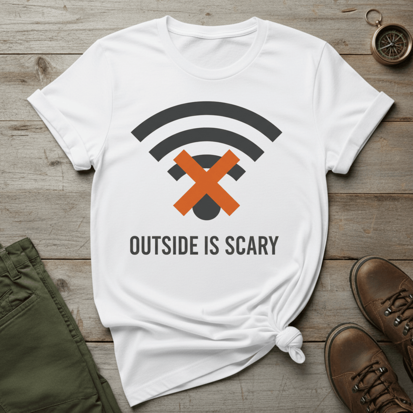 Outside Is Scary WiFi Off T-Shirt