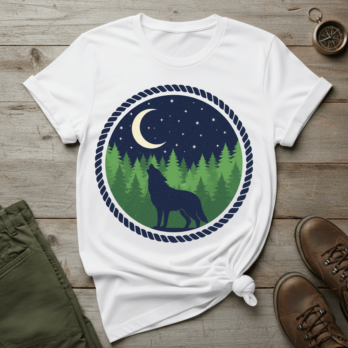 Howling Wolf In The Night T-Shirt